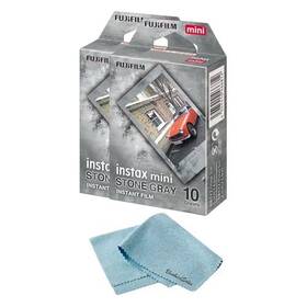 Bluebirdsales 644625034639 Fujifilm Instant Mini Stone Gray Film Bundle 20 Shot With Microfiber Cleaning