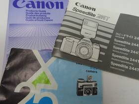244t Ge Vintage Lot Camera Product Guides Canon T50 Speedlite Fd Lens Kodak Instamatic
