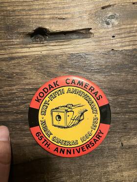 213999 Kodak Button 65th Anniversary Of Cameras 1953