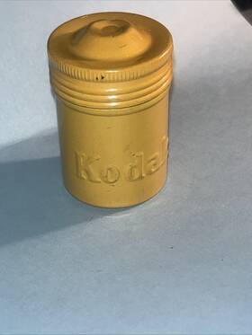 J791 Kodak 10 Vintage Metal Tin Film Canister Holder With Lid Yellow -