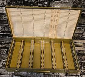 110-115-1500i Logan Vintage Metal De Luxe 2 X No. Slide File Box Gold