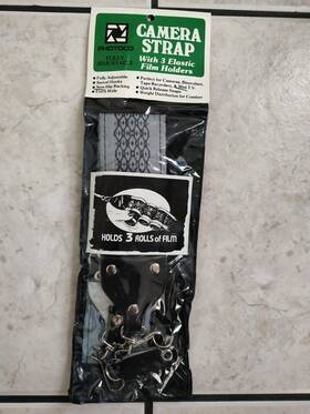 1811t Photoco Camera Neck Strap Gray Honeycomb With 3 Film Holders Vintage New