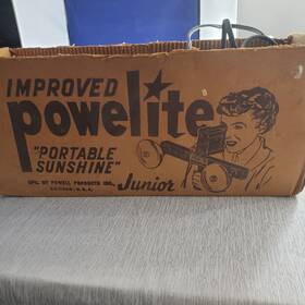 Junior-2 Powell Products Vintage Powelite Jr 2 Lamp Movie Light Bar W Handle - Tested