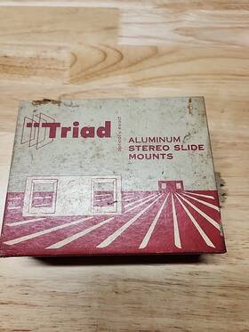 225812 Triad Stereo Slide Mounts Aluminum Open Box Of 50 Model 397 With 100 Glass