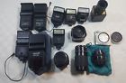 Zbis-106mi Phoenix Lot Of Camera Flashes And Lenses Tokina Tamron Vivitar