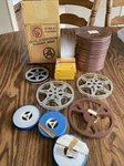 Vintage Lot Of Reels, Cans, & -goldberg Filmgrip Relflex W/box, Kodak. Fixed Price $249.99.
