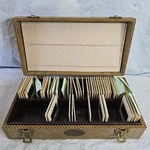 Vtg Barnett Jaffe Baja Striped Hard Case Box 100 Film W/ 51 Slides Tray Storage. Fixed Price $78.90.
