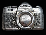 PI13101 Vintage 1970S Cut-out **asahi Pentax Kx Camera** Pewter Belt Buckle. Fixed Price $25.00.