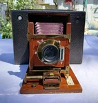 No. 4 Cartridge Kodak Camera Red Leather Bellows With Original Carrying Case. Fixed Price $240.00.