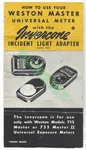 Vintage Weston Invercone Incident Light Adapter Instructions. Fixed Price $9.95.
