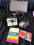 Polaroid One Step Film Land Camera Rainbow Stripe, With Itt Magic Flash. Fixed Price $21.00.