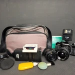 Vintage Olympus Ompc 35MM Slr Film Camera 2 Lens Flash Bag Books Accessories. Fixed Price $74.99.