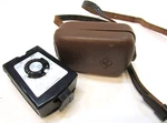 Vintage 1960'S Germany Agfalux Flash Unit Snap Plastic Case Leather Strap. Fixed Price $20.00.