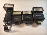 Camera Flashes Lot Of Sunpak Auto 140 Benz Gant Kamero Quantaray MS-1 Tested. Fixed Price $24.99.