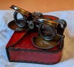 Bronze Folding Antique Binoculars Leather Case Glasses Eye Steam Punk Army. Fixed Price $81.54.