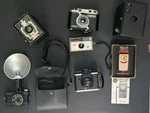 Assorted Lot Of Vintage Cameras, Flash-master, Universal Chronomatic, Instamatic. Fixed Price $44.99.