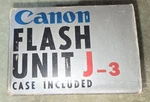Canon Flash Unit Model J-3 With Case, Original Box Instructions And Bulbs. Fixed Price $25.00.