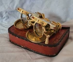 Gold Folding Binoculars Leather Case London Royal Navy Ship Opera Glasses Retro. Fixed Price $95.14.