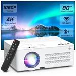 Tmy Projector With Wifi And Bluetooth 80" Screen Included Native 1080P White. Fixed Price $117.15.