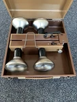 Vintage 8MM 16MM Movie Camera Light Bar 4 Bulbs Case Chicago Kitchenware CKC150M. Fixed Price $35.00.