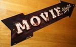 Movie Night Arrow Marquee Sign With Cinema Lights Artwork Home Decor New. Fixed Price $14.95.