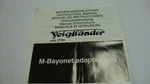 Voigtlander Camera Instruction Sheet For Bayonet Adapter Ring. Fixed Price $8.25.