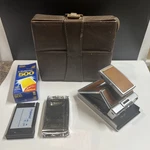 Polaroid Sx 70 Tan Leather Land Camera, Case, Film. Fixed Price $99.99.